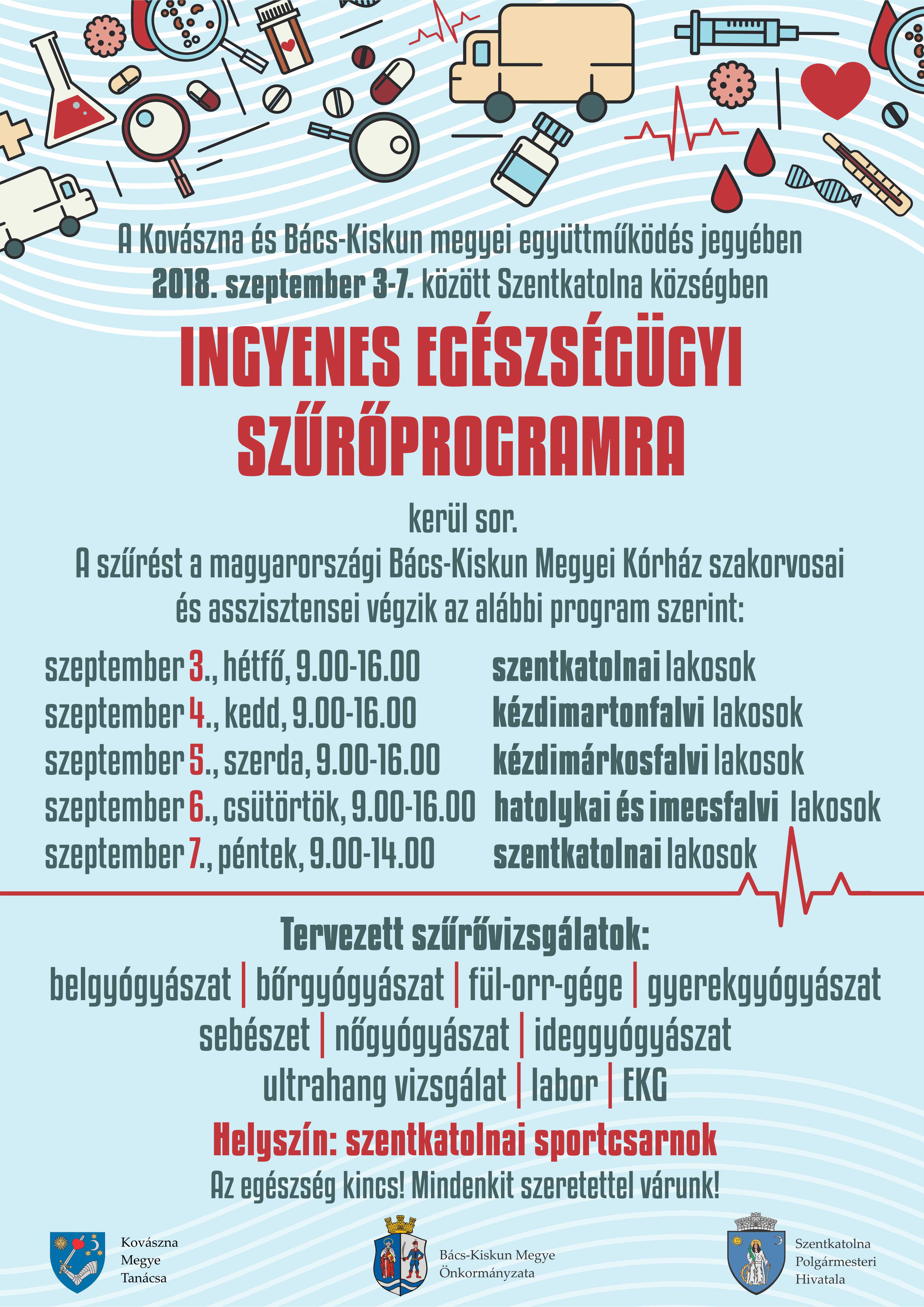 Figyeljünk az egészségünkre! - Ingyenes szűrővizsgálat Kézdiszéken